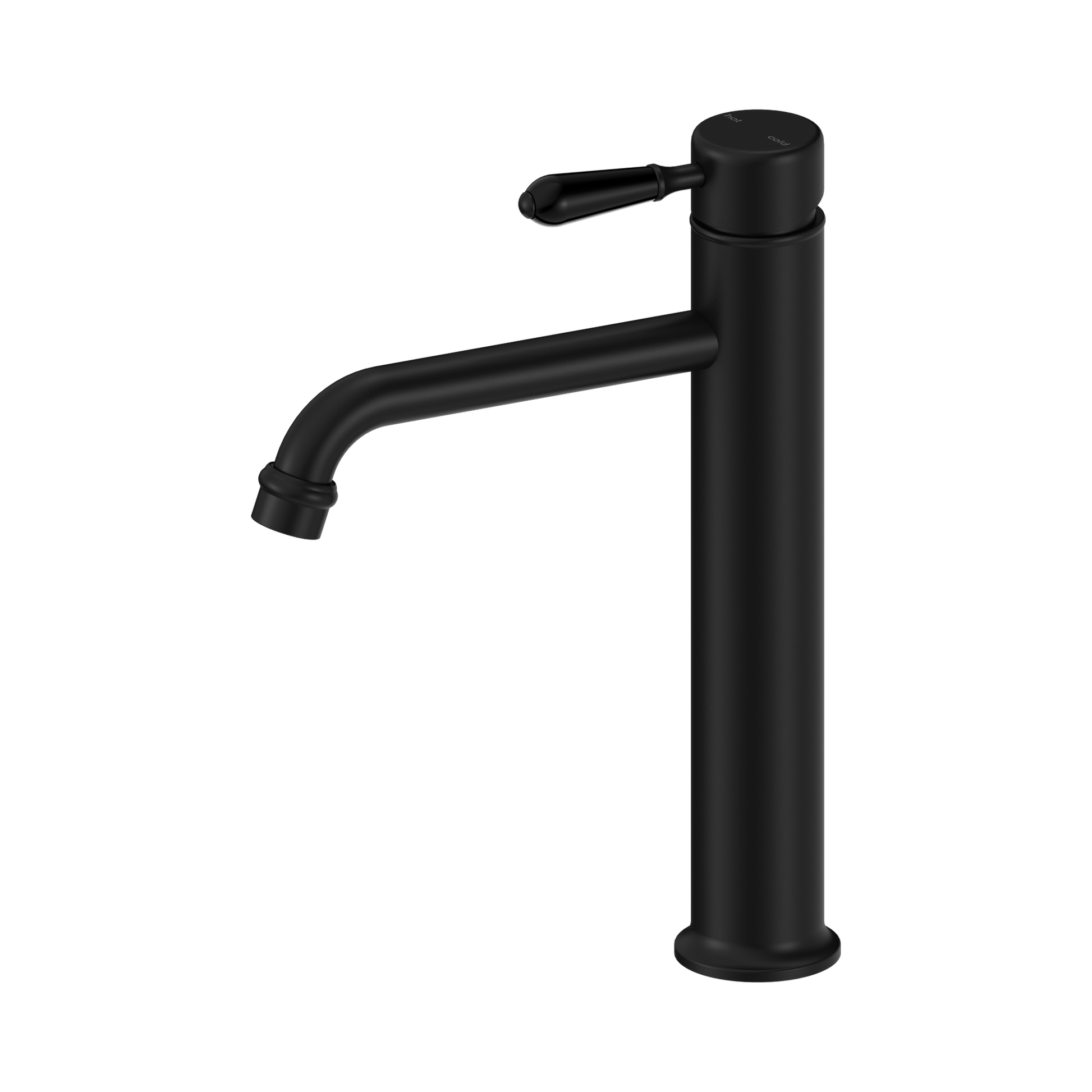 Nero York Straight Tall Basin Mixer With Metal Lever, Matte Black