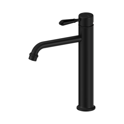 Nero York Straight Tall Basin Mixer With Metal Lever, Matte Black