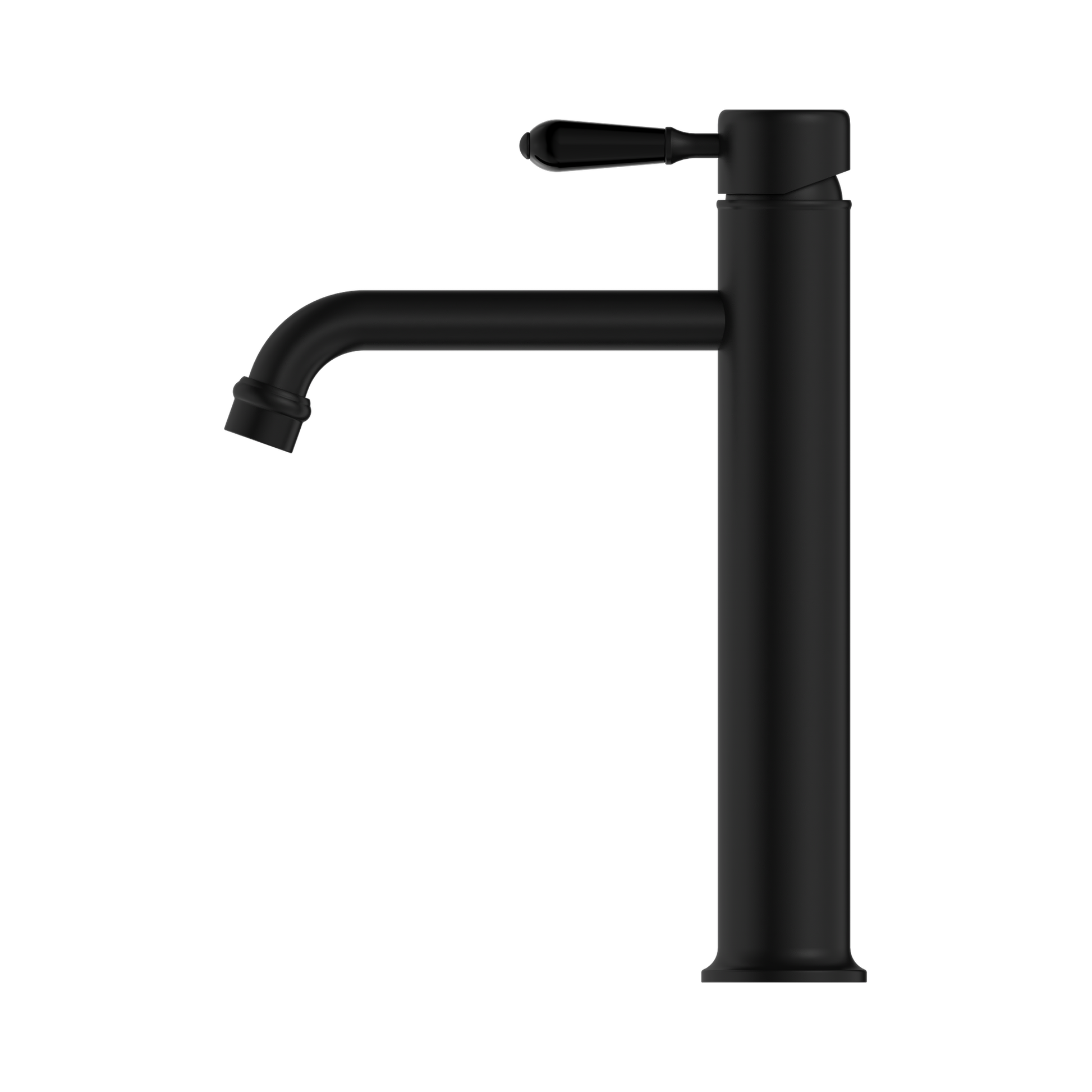 Nero York Straight Tall Basin Mixer With Metal Lever, Matte Black