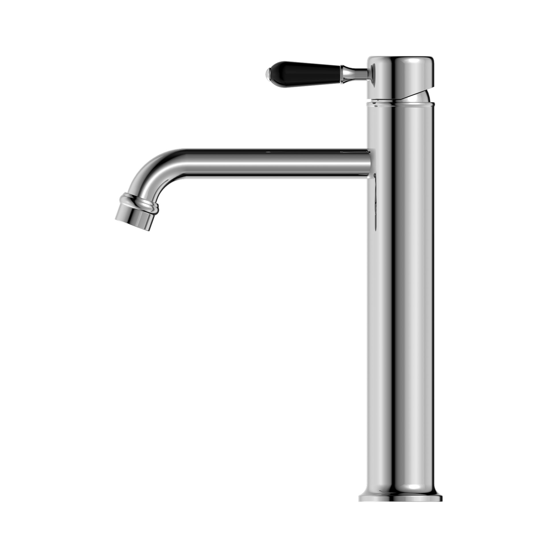 Nero York Straight Tall Basin Mixer With Black Porcelain Lever, Chrome