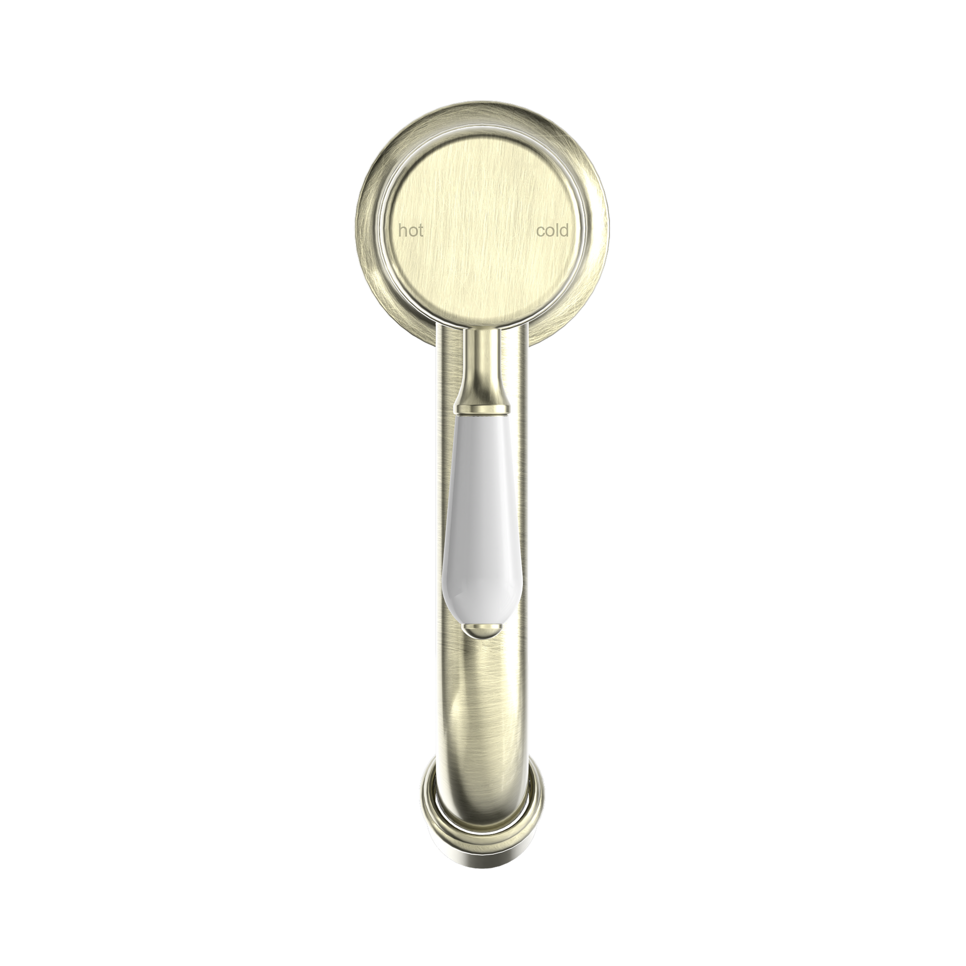 Nero York Straight Basin Mixer With White Porcelain Lever Aged Brass