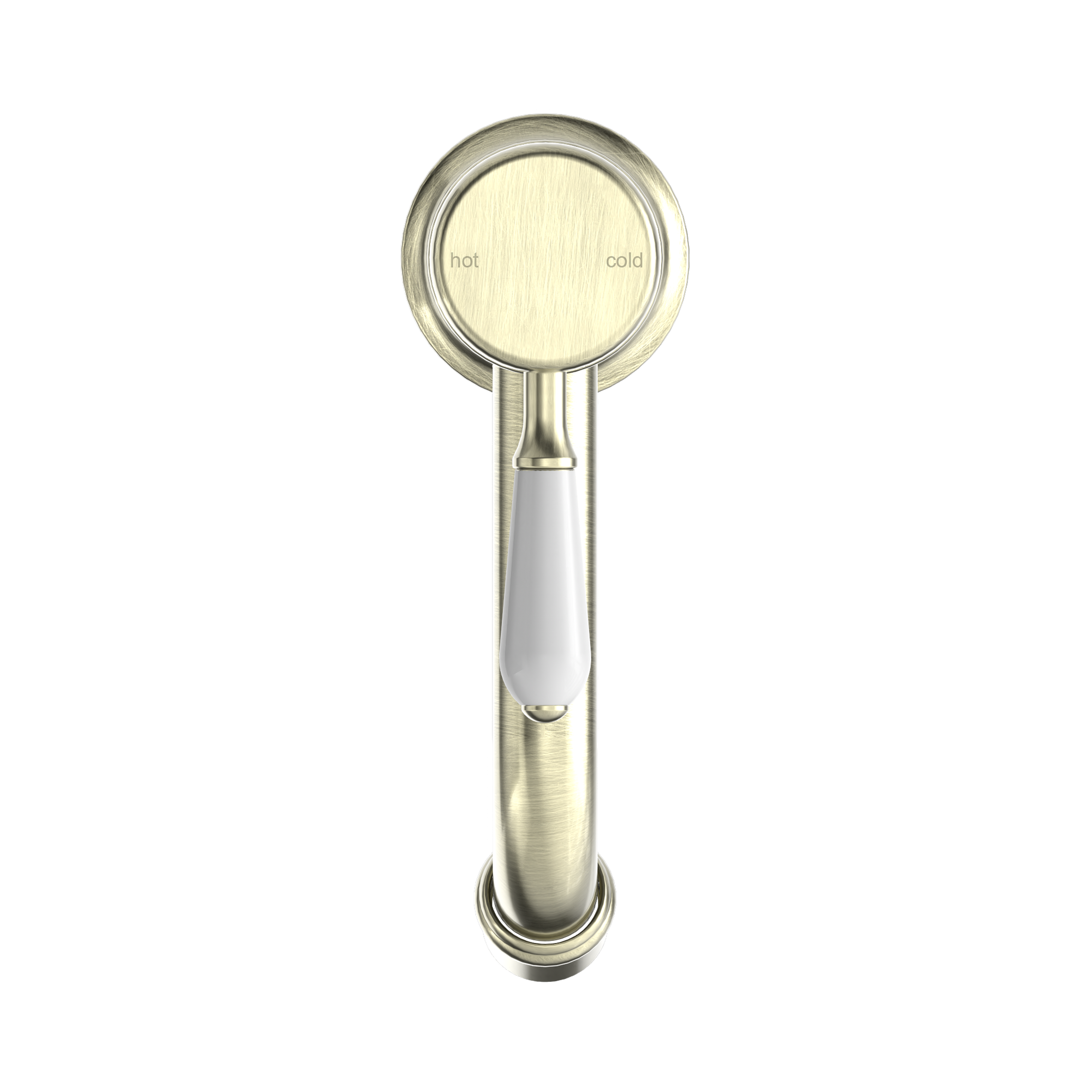 Nero York Straight Basin Mixer With White Porcelain Lever Aged Brass