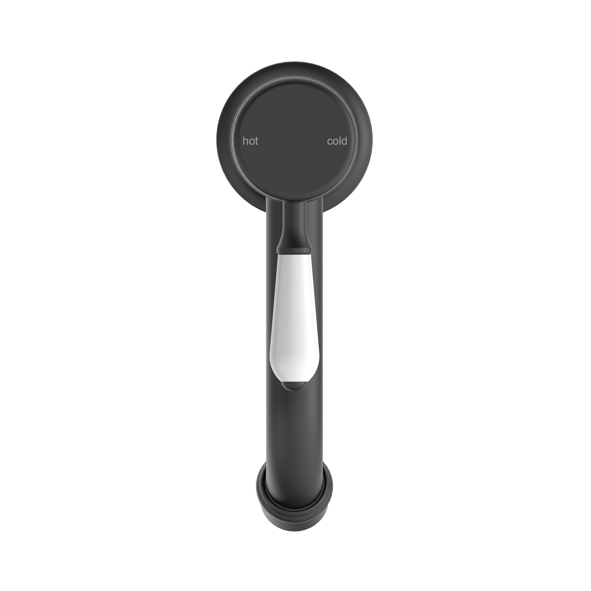 Nero York Straight Basin Mixer With White Porcelain Lever, Matte Black