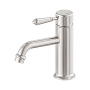 Nero York Straight Basin Mixer With Metal Lever, Brushed Nickel