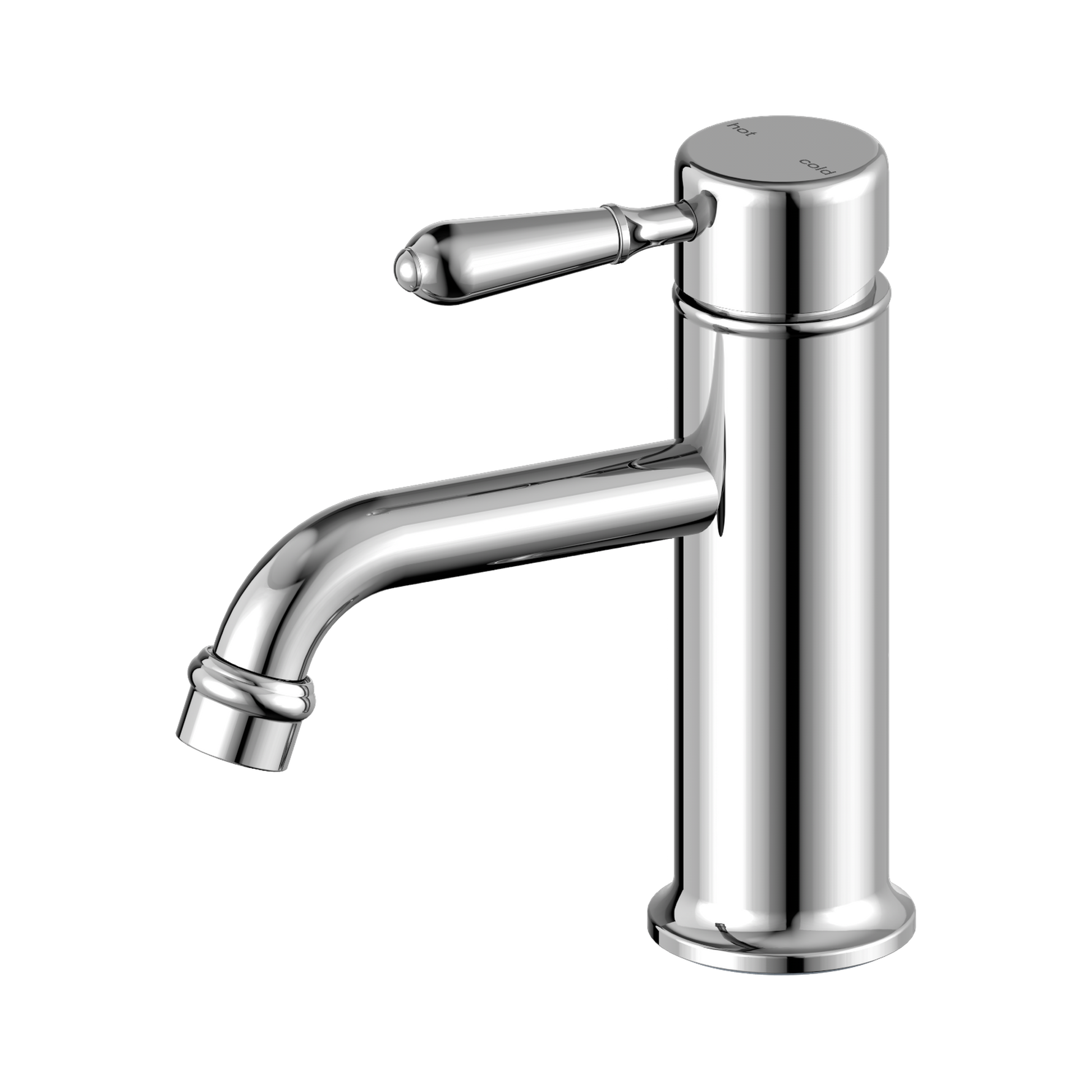 Nero York Straight Basin Mixer With Metal Lever, Chrome