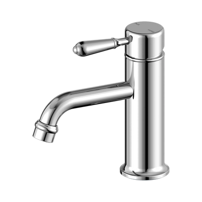 Nero York Straight Basin Mixer With Metal Lever, Chrome