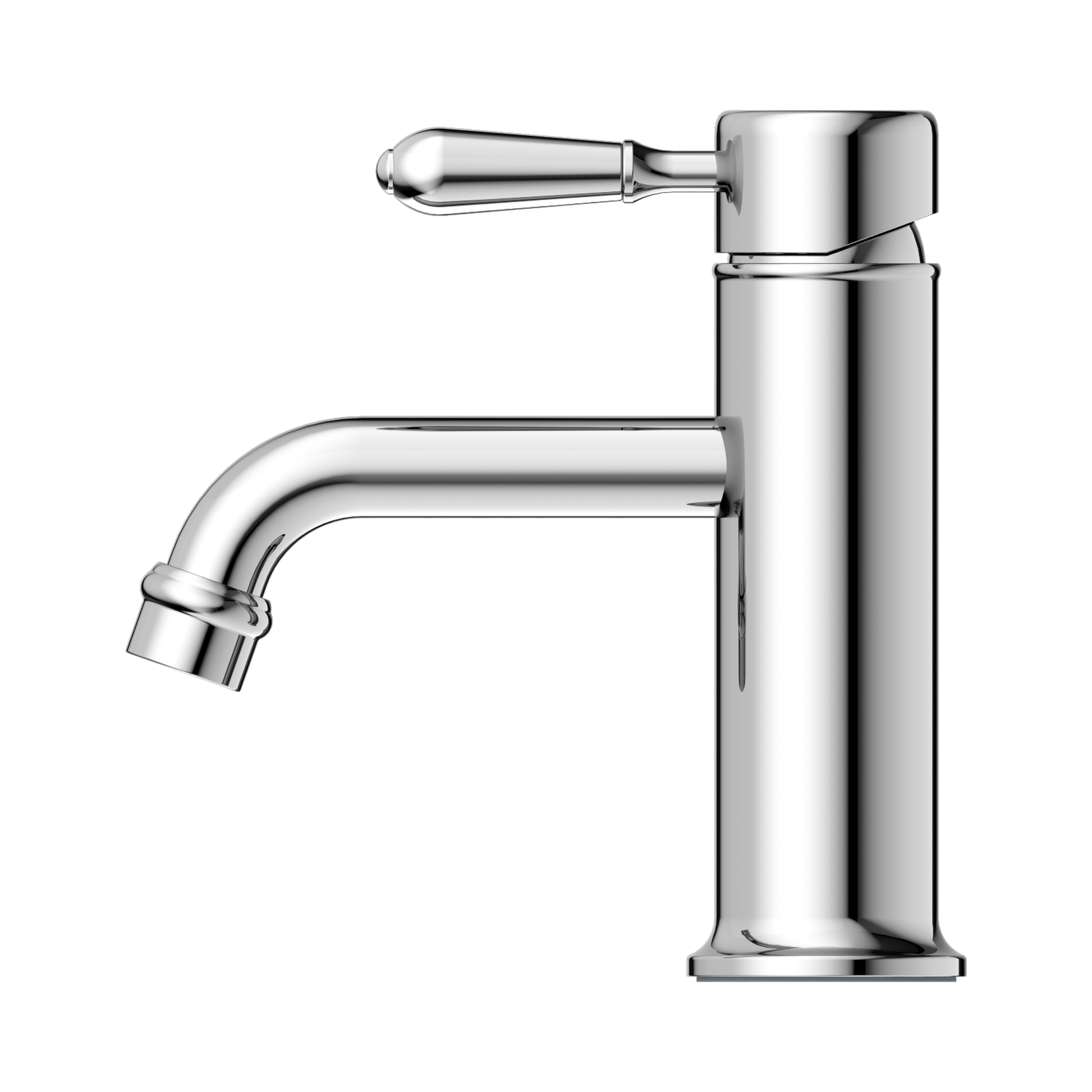 Nero York Straight Basin Mixer With Metal Lever, Chrome