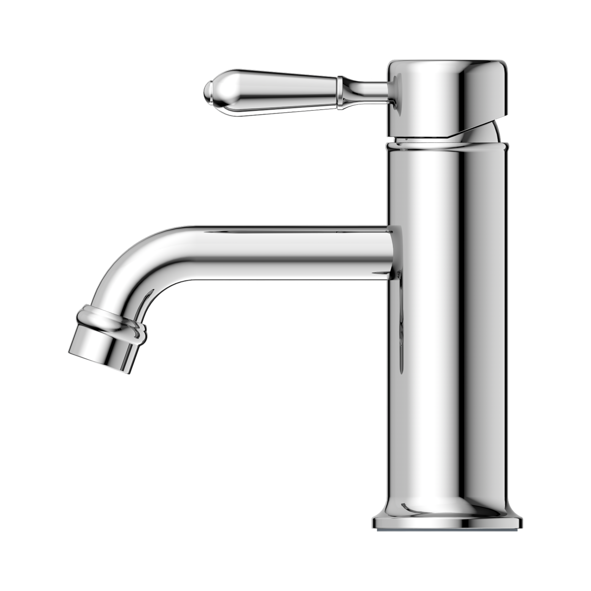 Nero York Straight Basin Mixer With Metal Lever, Chrome