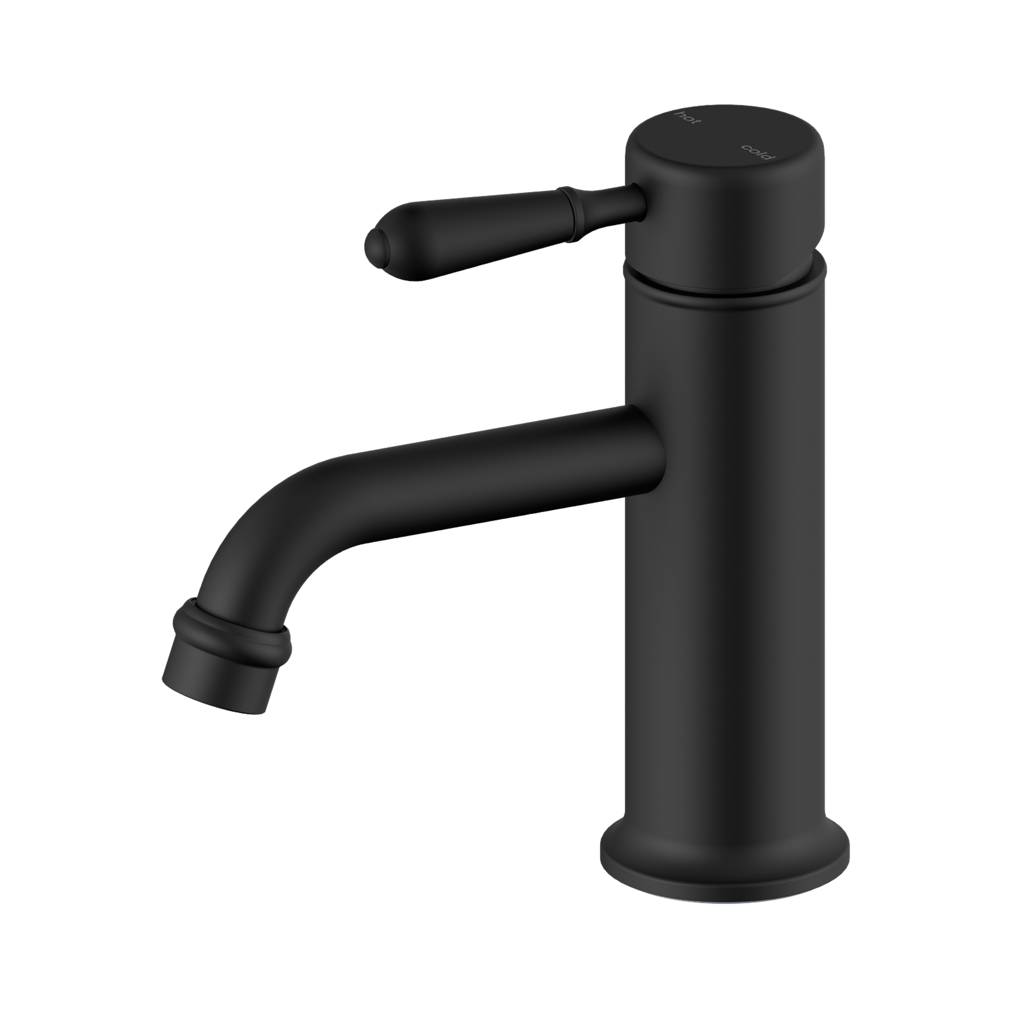 Nero York Straight Basin Mixer With Metal Lever, Matte Black