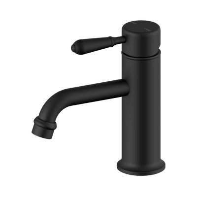 Nero York Straight Basin Mixer With Metal Lever, Matte Black