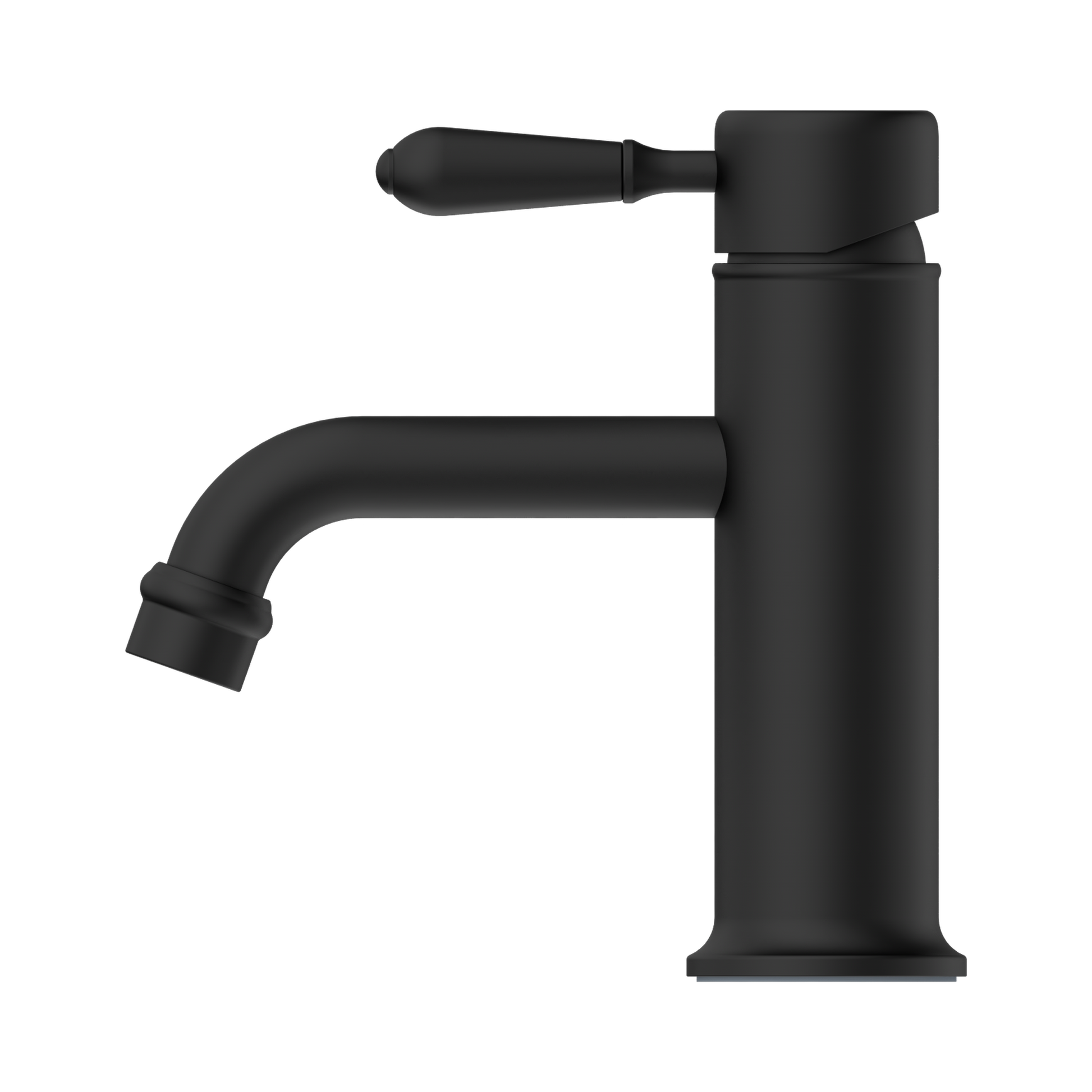 Nero York Straight Basin Mixer With Metal Lever, Matte Black