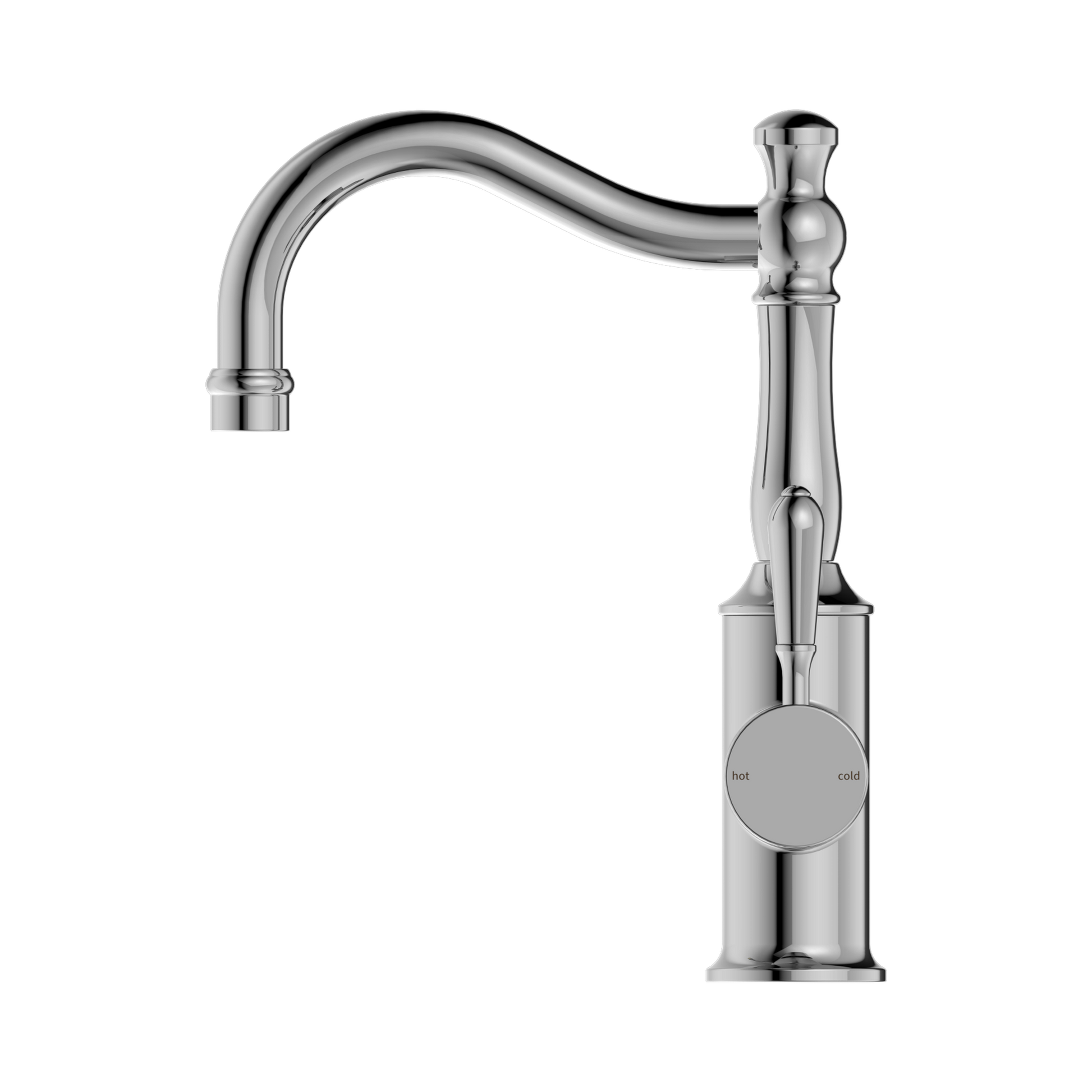 Nero York Basin Mixer Hook Spout With Metal Lever, Chrome