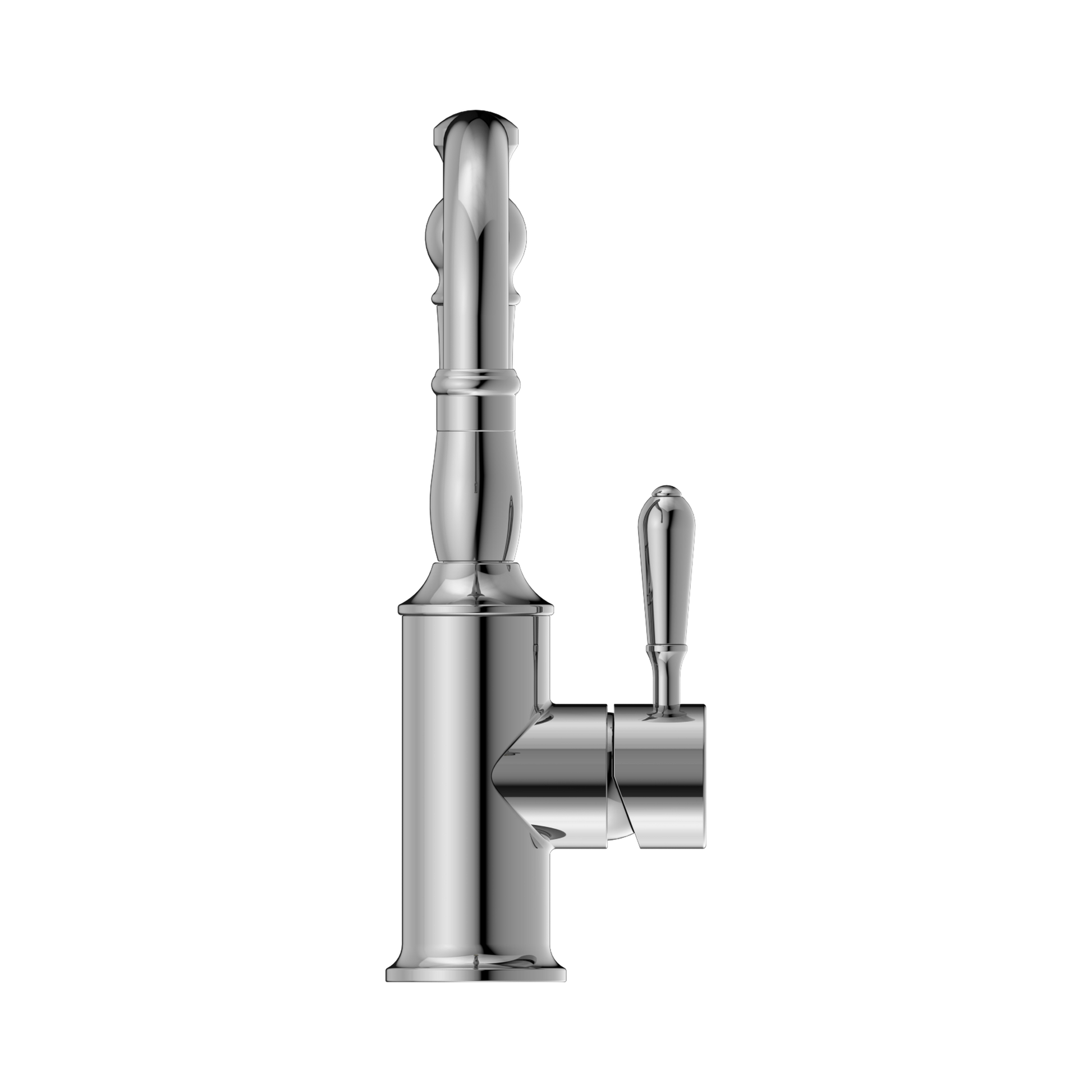 Nero York Basin Mixer Hook Spout With Metal Lever, Chrome