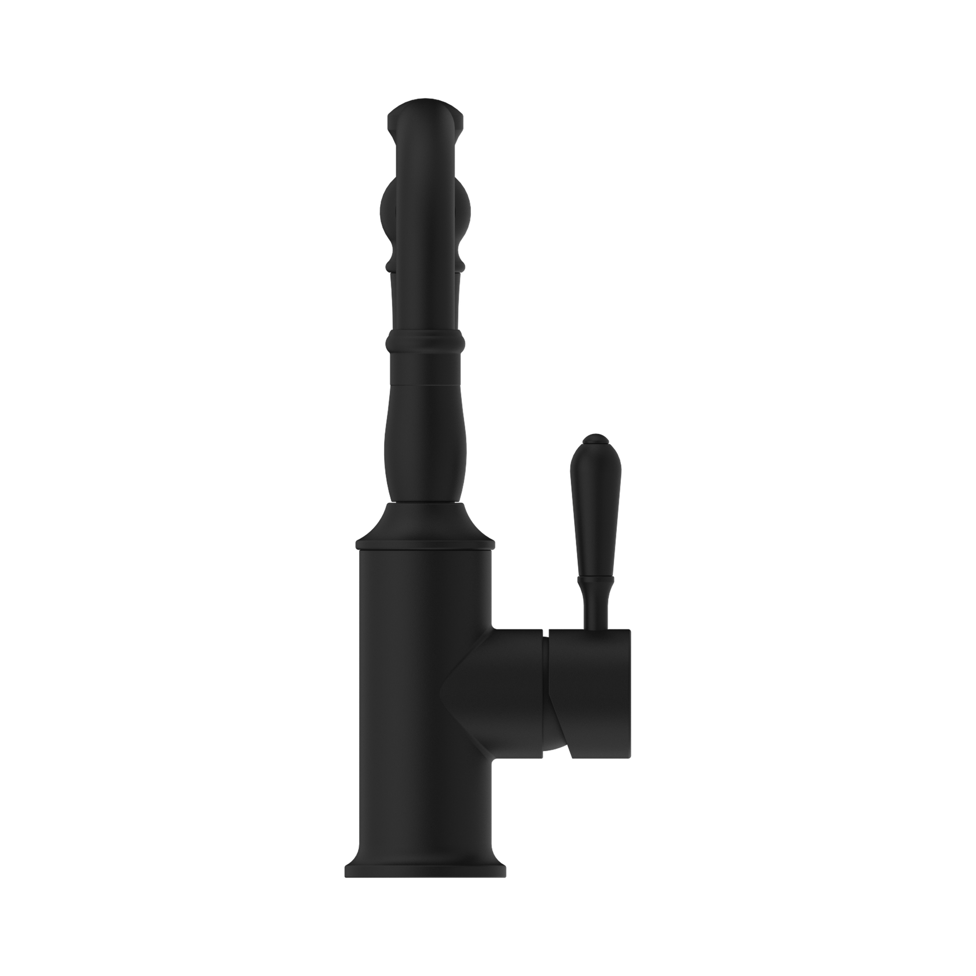 Nero York Basin Mixer Hook Spout With Metal Lever, Matte Black