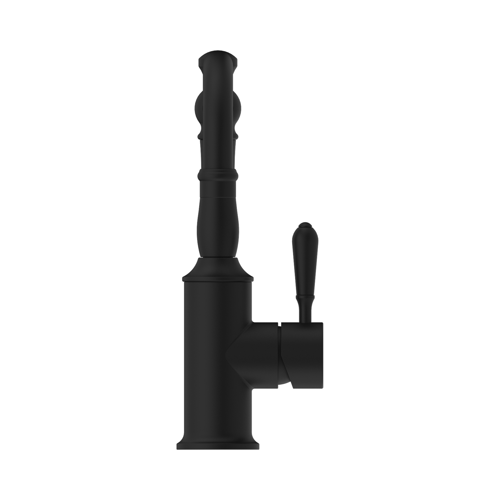 Nero York Basin Mixer Hook Spout With Metal Lever, Matte Black