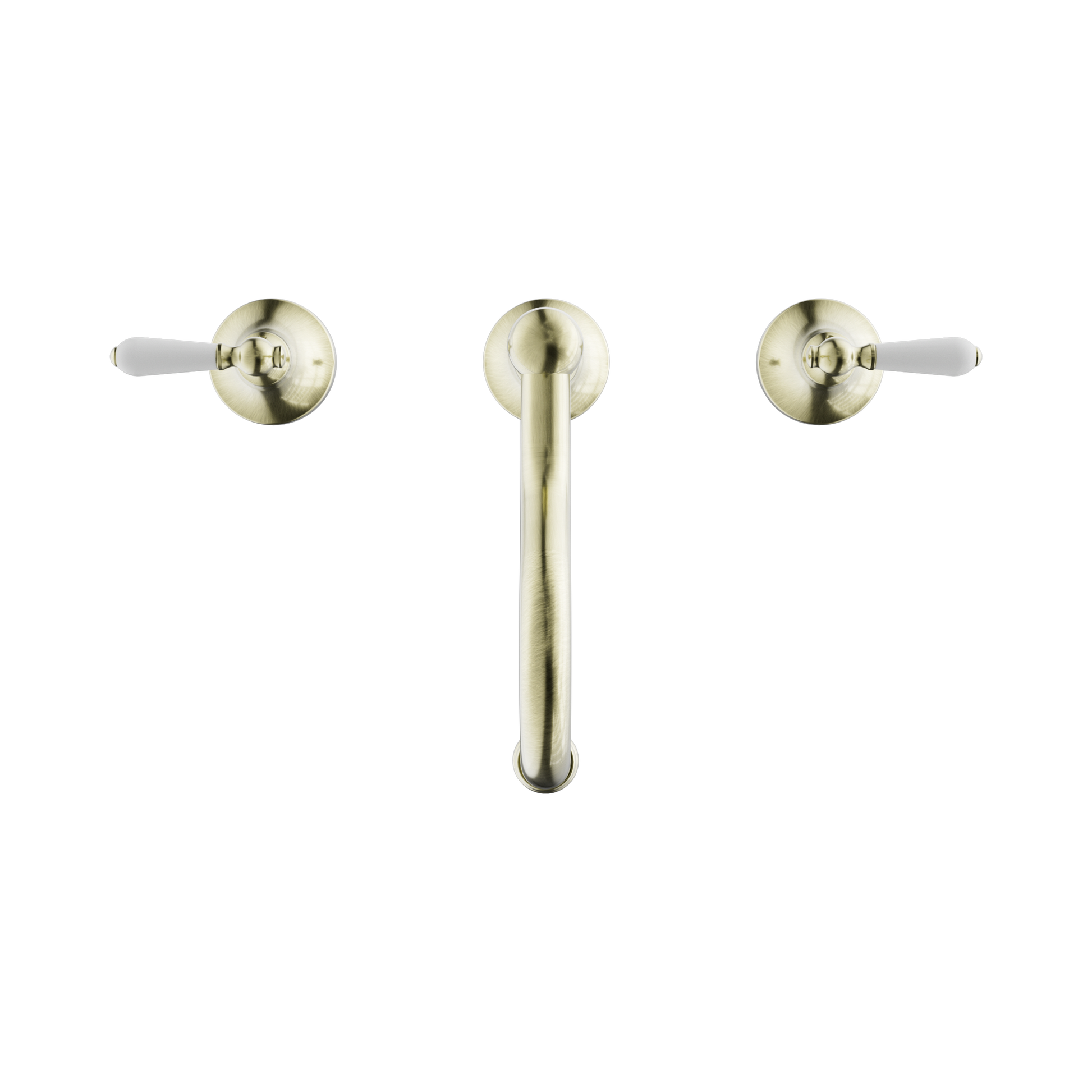 Nero York Basin Set With White Porcelain Lever Aged Brass