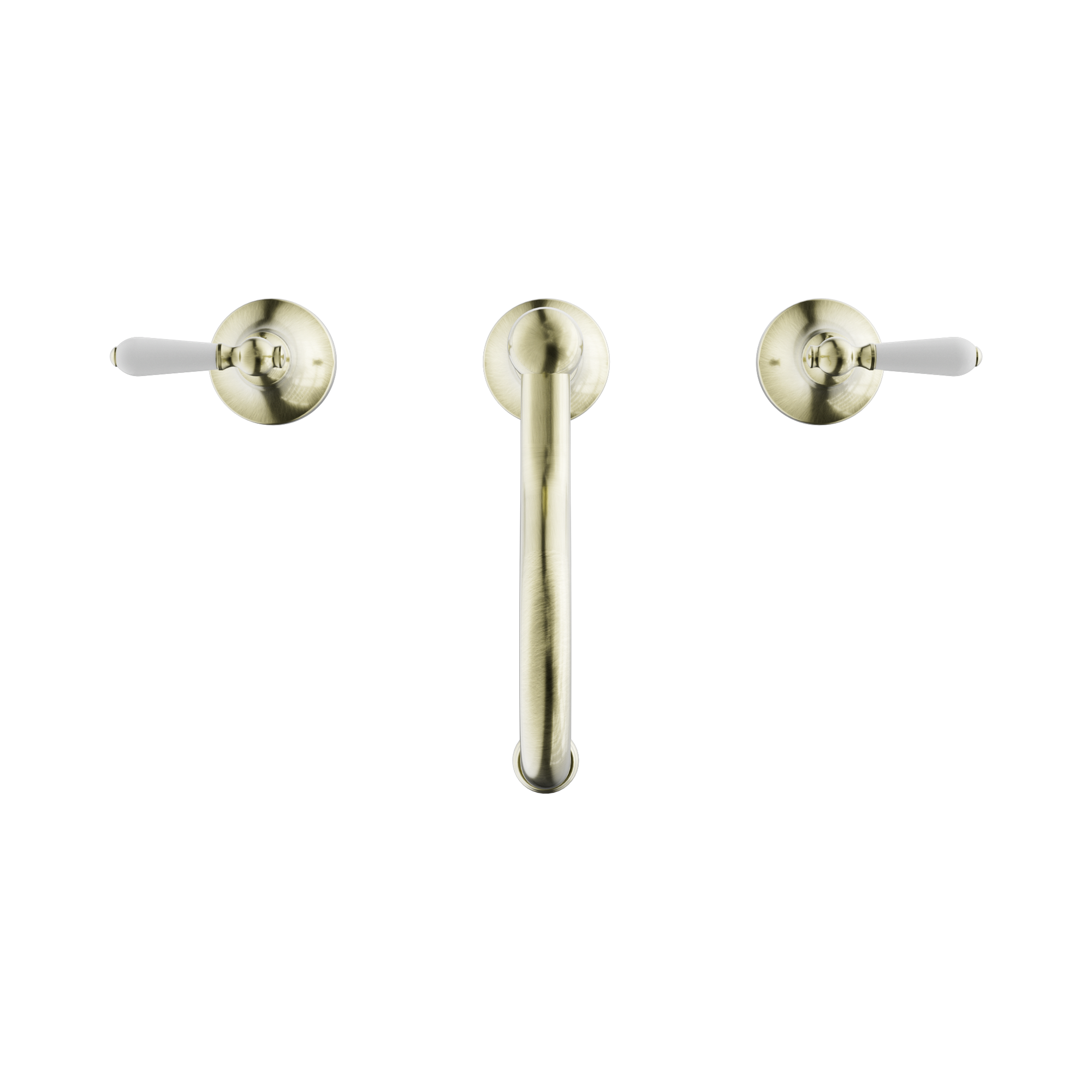 Nero York Basin Set With White Porcelain Lever Aged Brass