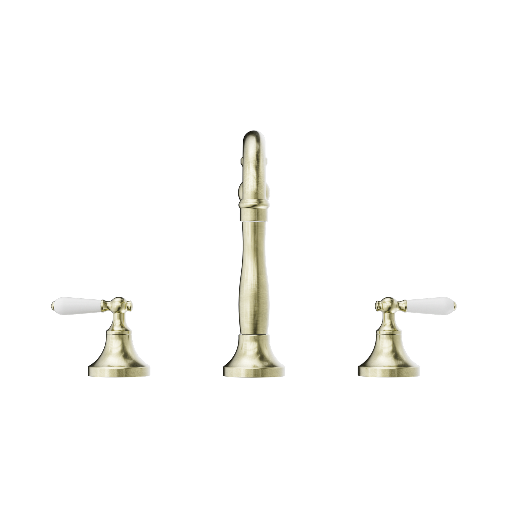 Nero York Basin Set With White Porcelain Lever Aged Brass