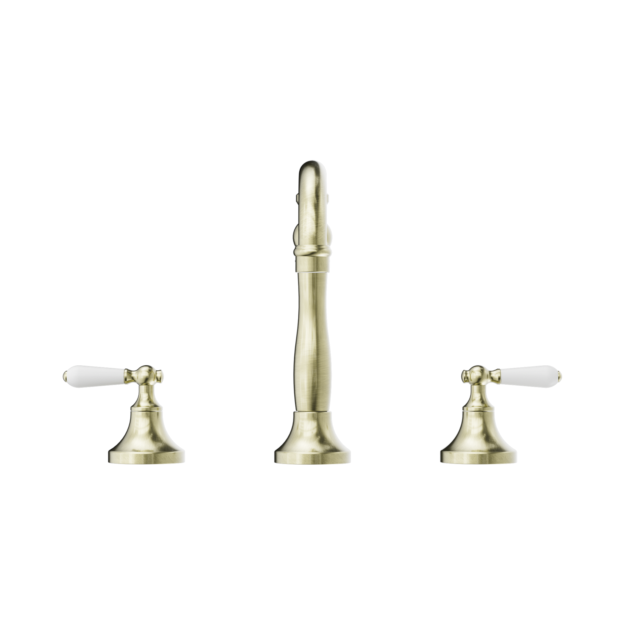 Nero York Basin Set With White Porcelain Lever Aged Brass