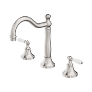 Nero York Basin Set With White Porcelain Lever, Brushed Nickel