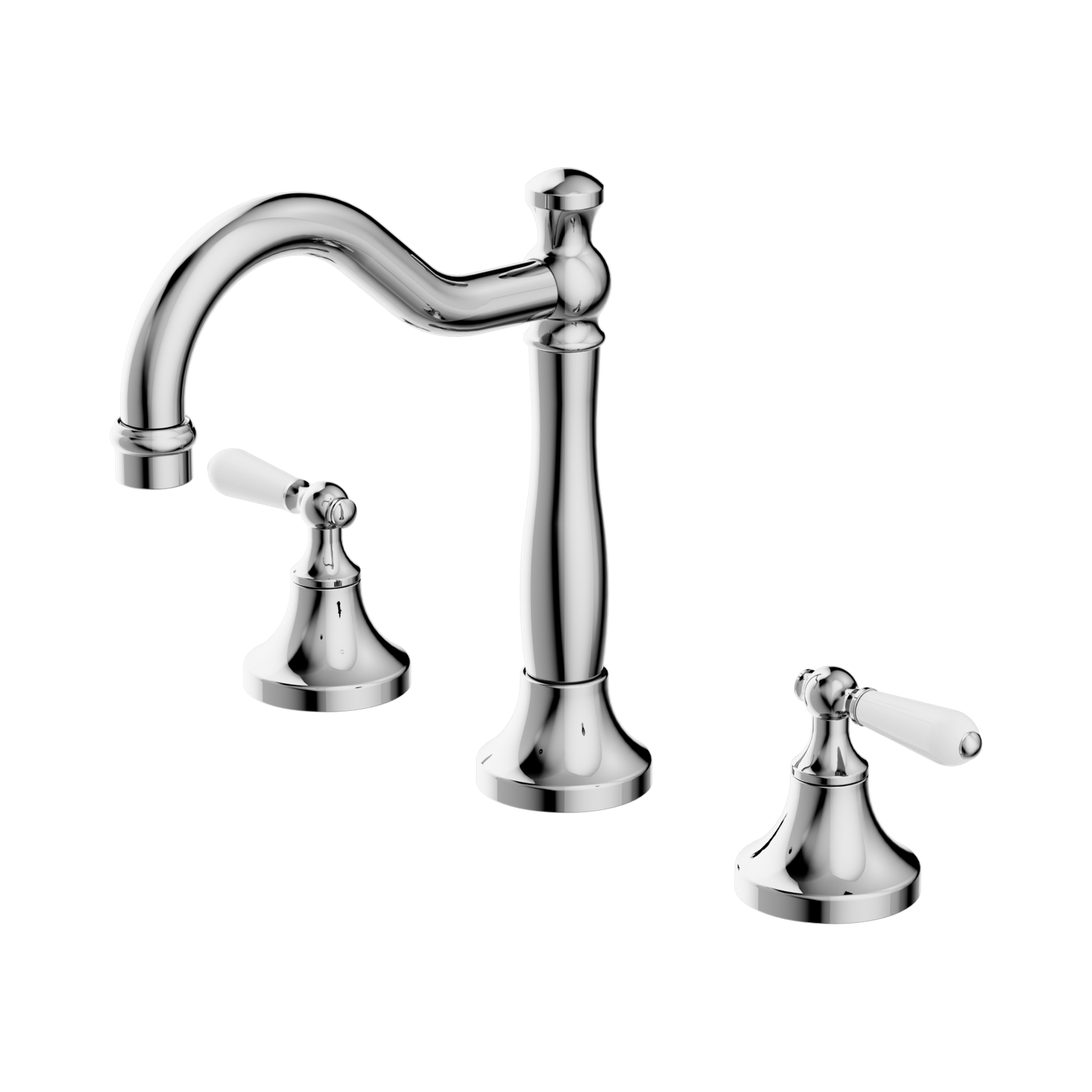 Nero York Basin Set With White Porcelain Lever, Chrome