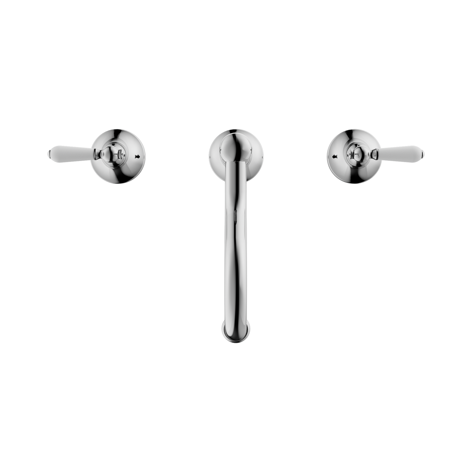 Nero York Basin Set With White Porcelain Lever, Chrome