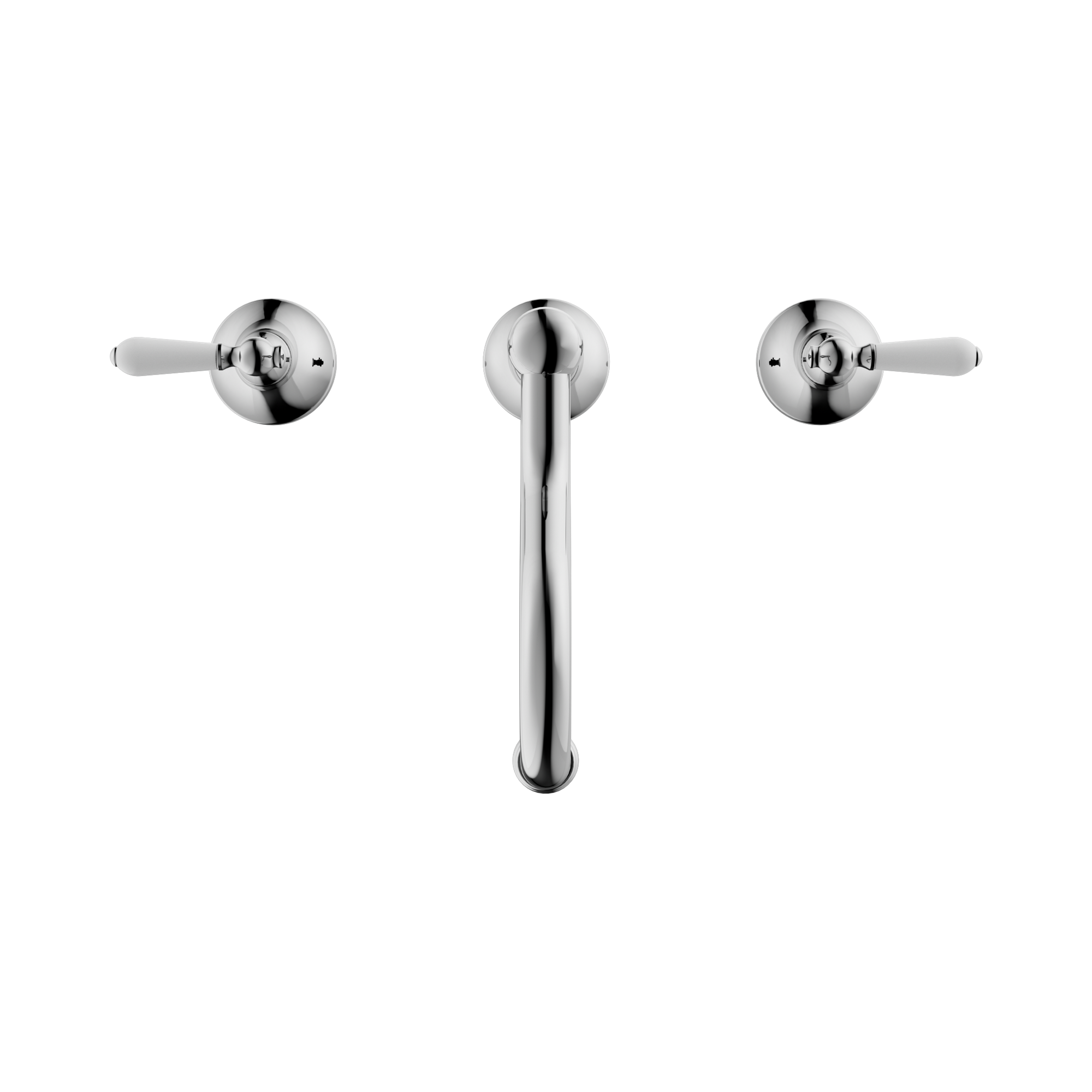 Nero York Basin Set With White Porcelain Lever, Chrome