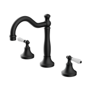 Nero York Basin Set With White Porcelain Lever, Matte Black