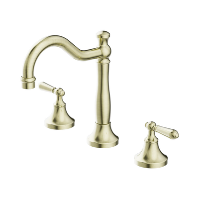 Nero York Basin Set With Metal Lever, Aged Brass