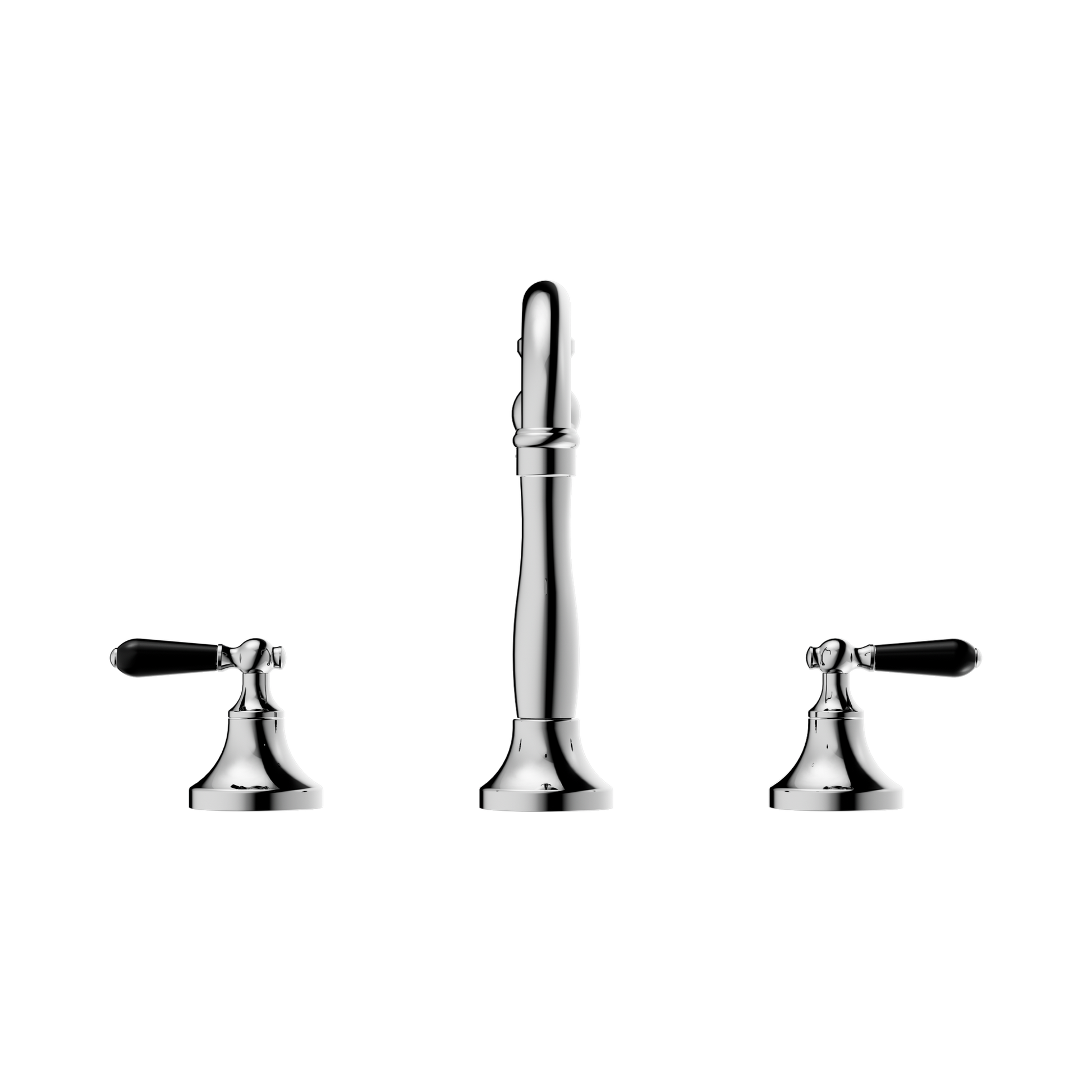 Nero York Basin Set With Black Porcelain Lever, Chrome
