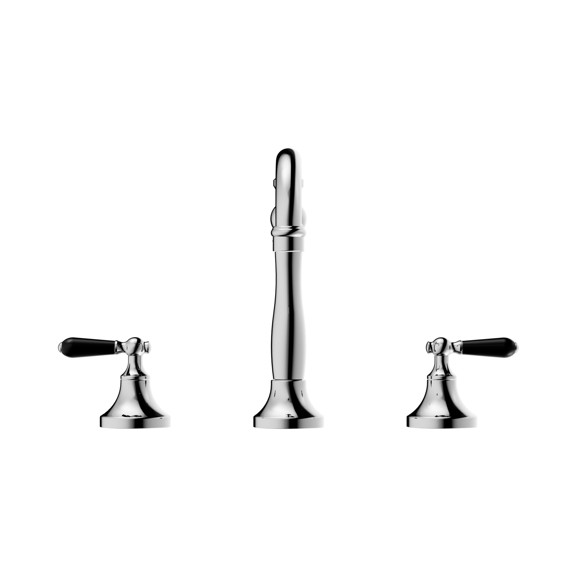 Nero York Basin Set With Black Porcelain Lever, Chrome