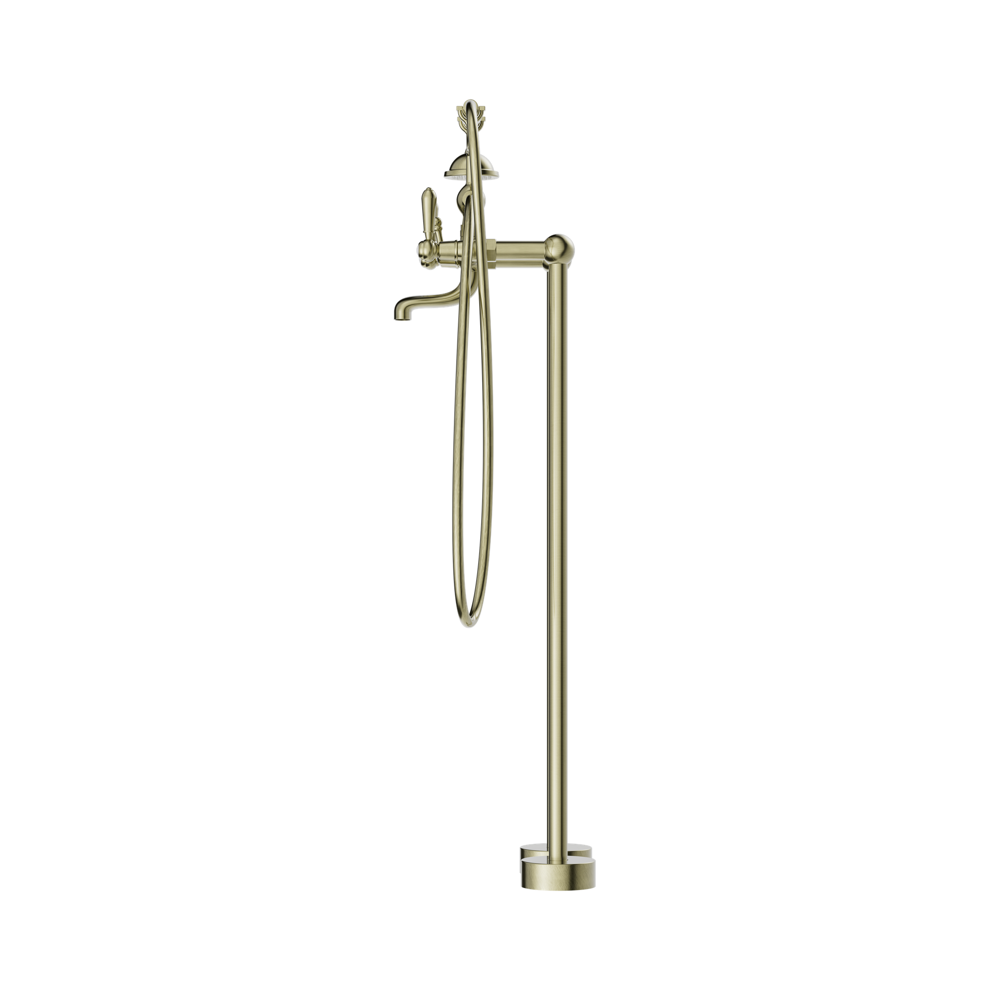 Nero York Freestanding Bath Set With Metal Hand Shower Aged Brass