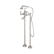 Nero York Freestanding Bath Set With Metal Hand Shower, Brushed Nickel