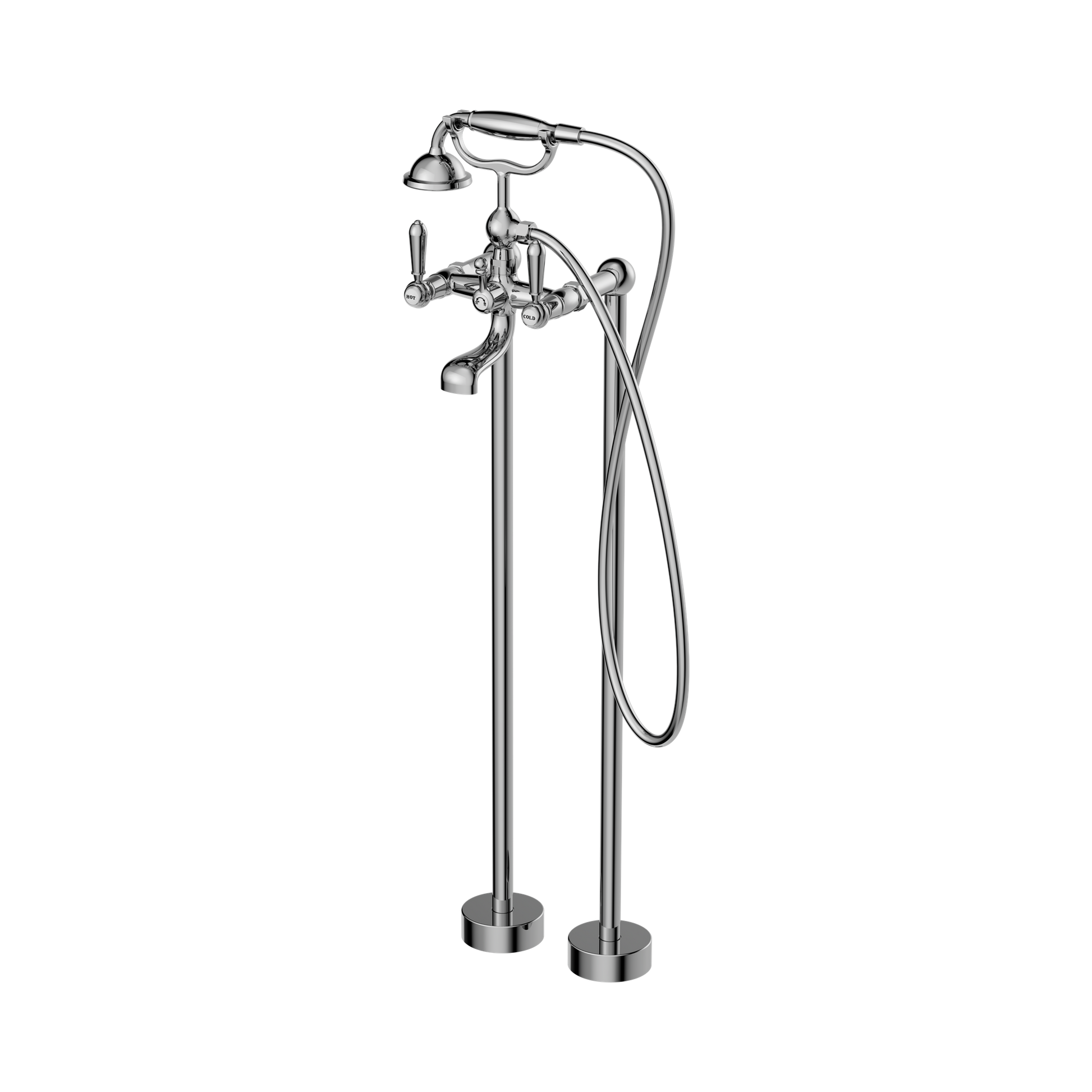 Nero York Freestanding Bath Set With Metal Hand Shower, Chrome