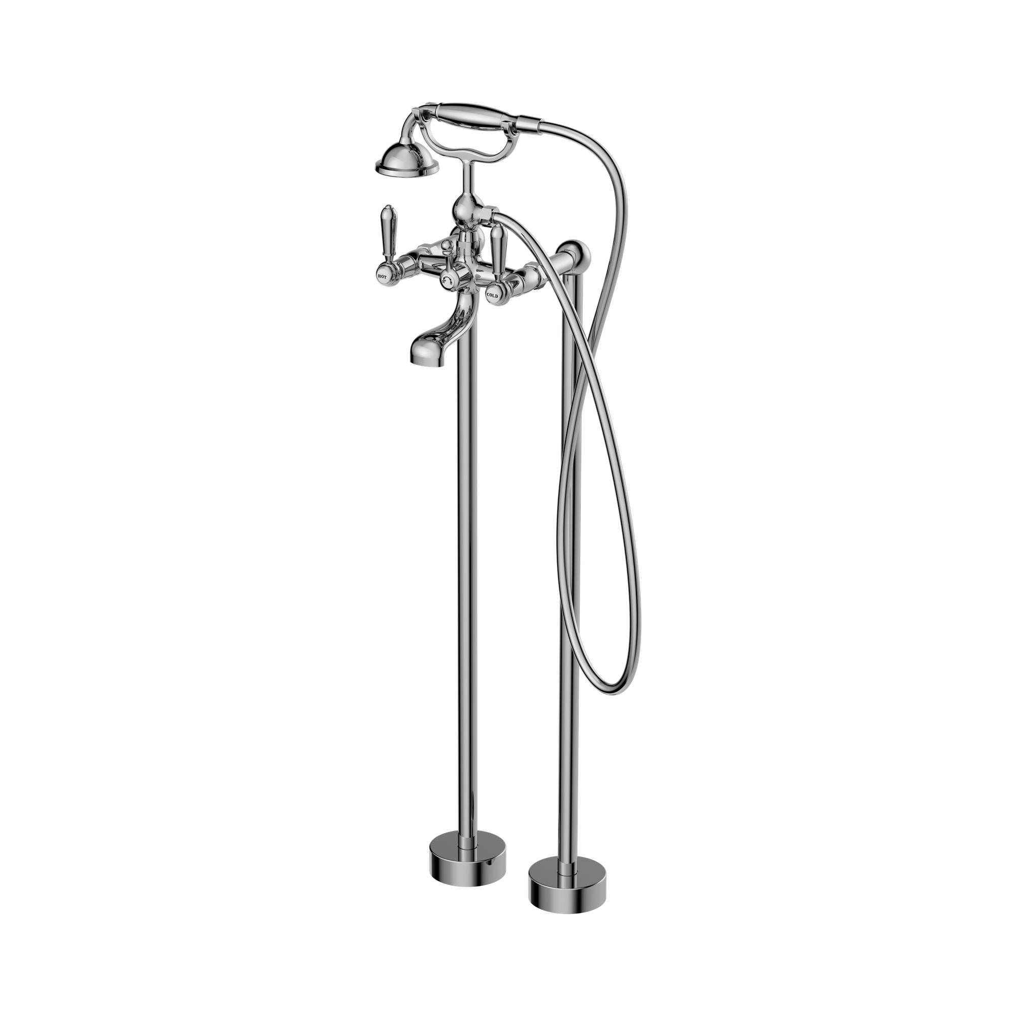Nero York Freestanding Bath Set With Metal Hand Shower, Chrome