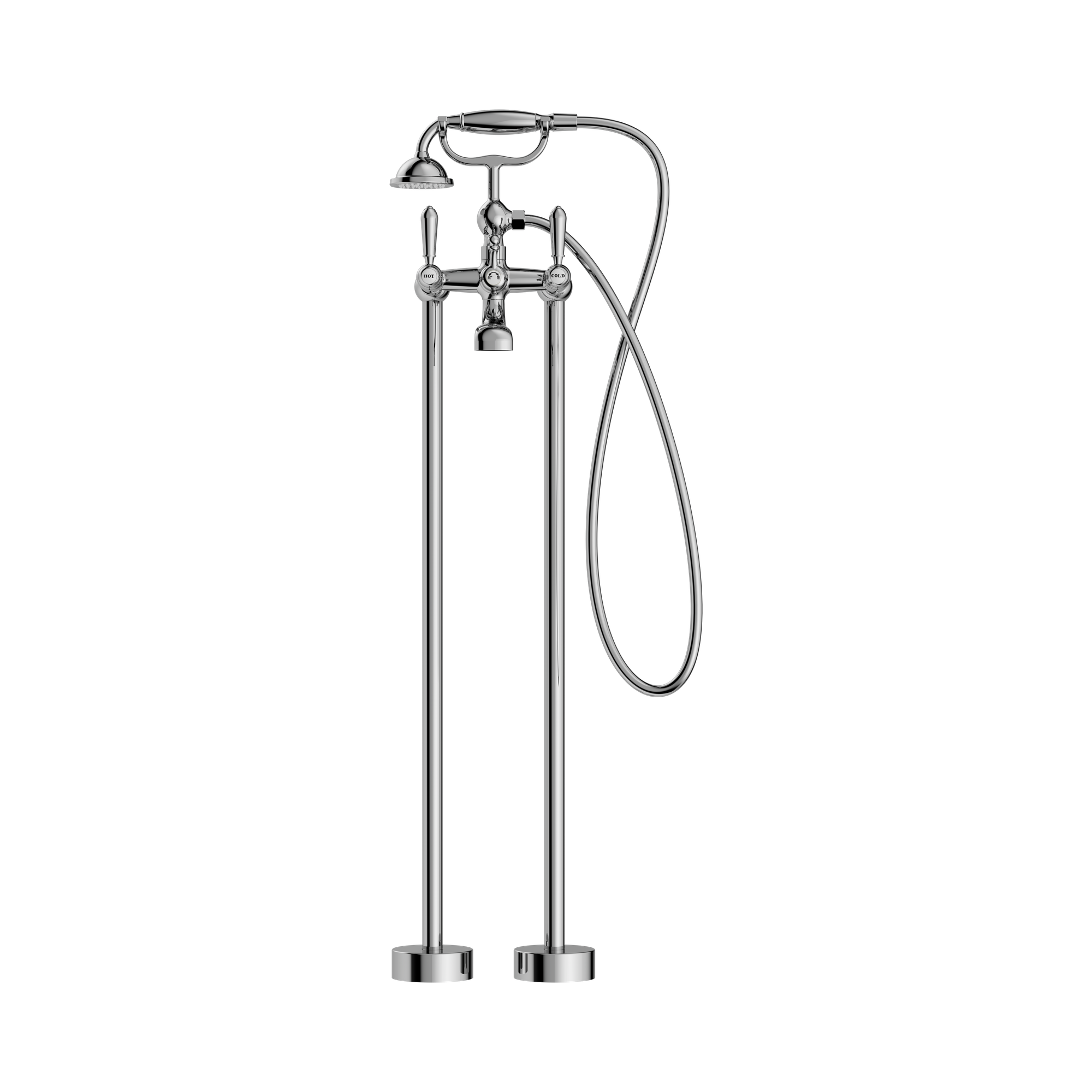 Nero York Freestanding Bath Set With Metal Hand Shower, Chrome