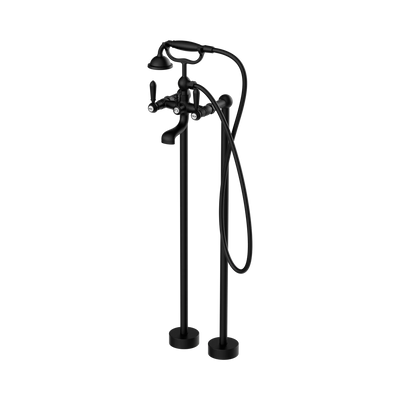Nero York Freestanding Bath Set With Metal Hand Shower, Matte Black