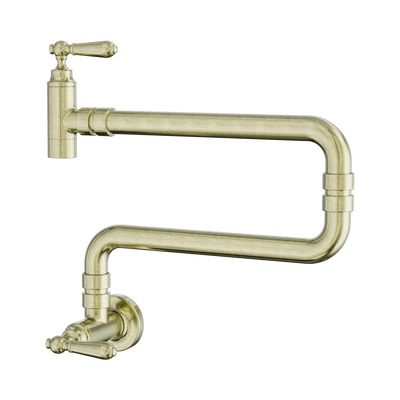 Nero York Wall Mounted Pot Filler, Aged Brass