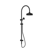 Nero York Twin Shower With White Porcelain Hand Shower, Matte Black