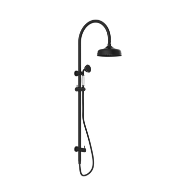 Nero York Twin Shower With White Porcelain Hand Shower, Matte Black
