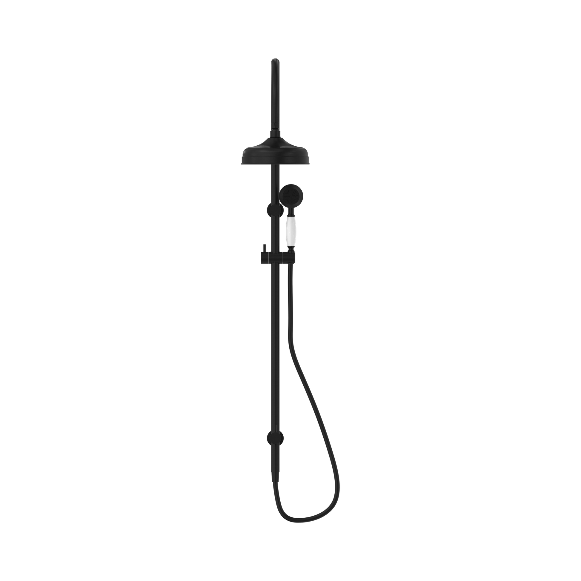 Nero York Twin Shower With White Porcelain Hand Shower, Matte Black
