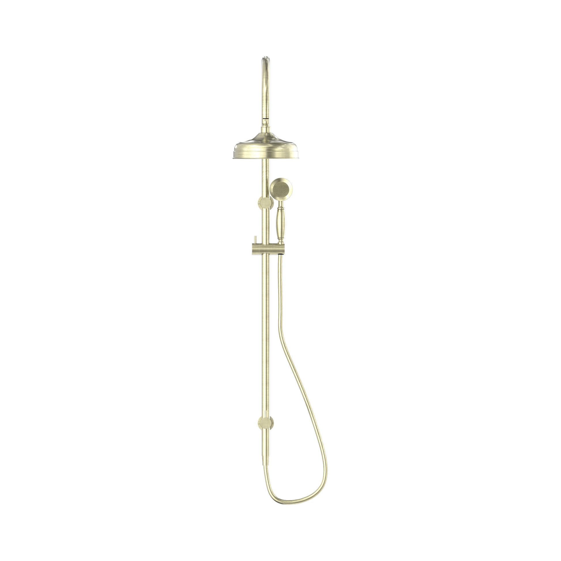 Nero York Twin Shower With Metal Hand Shower Aged Brass