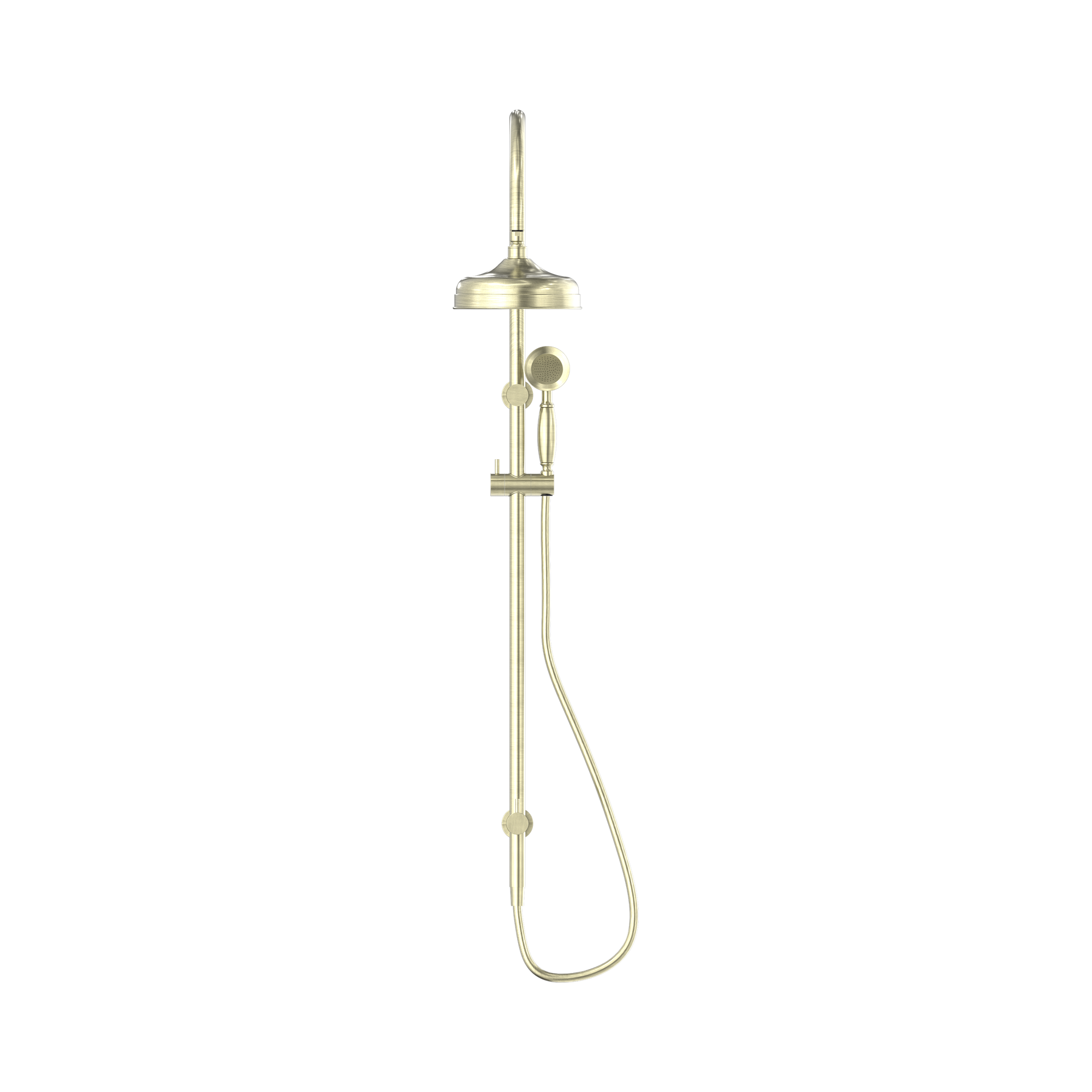 Nero York Twin Shower With Metal Hand Shower Aged Brass