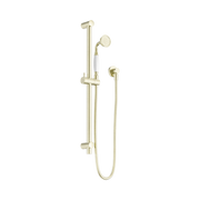 Nero York Shower Rail With White Porcelain Hand Shower Aged Brass