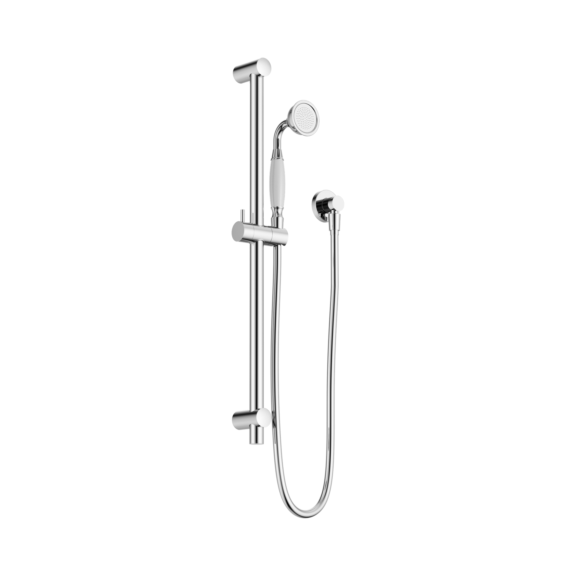 Nero York Shower Rail With White Porcelain Hand Shower, Chrome