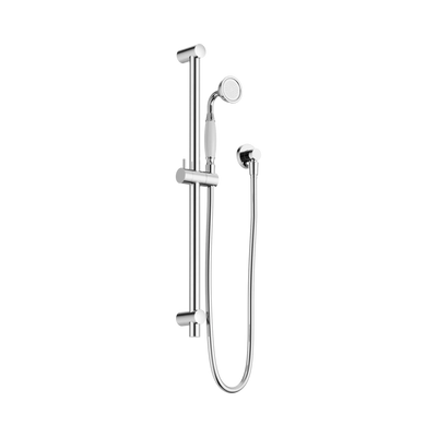 Nero York Shower Rail With White Porcelain Hand Shower, Chrome