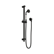 Nero York Shower Rail With White Porcelain Hand Shower, Matte Black
