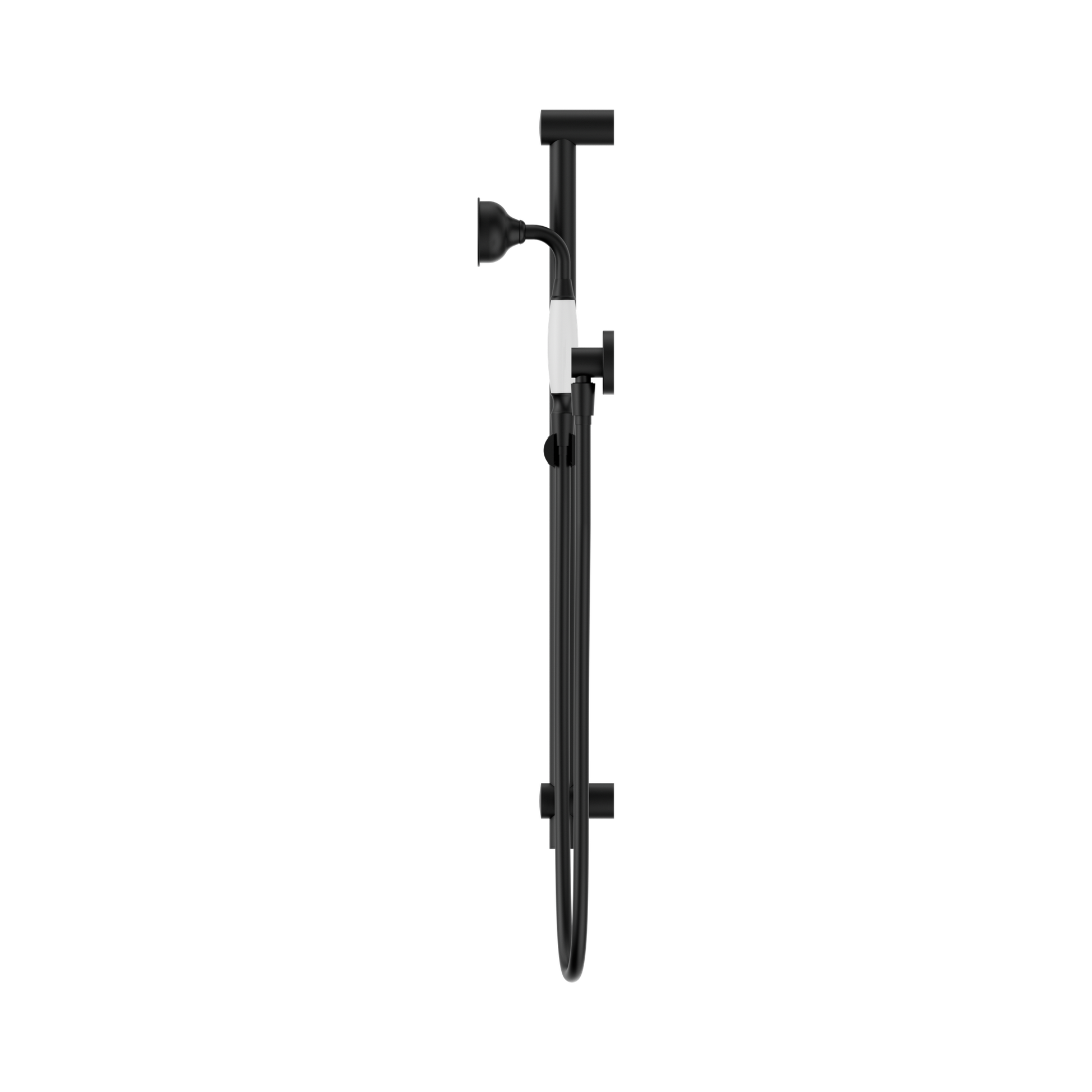 Nero York Shower Rail With White Porcelain Hand Shower, Matte Black