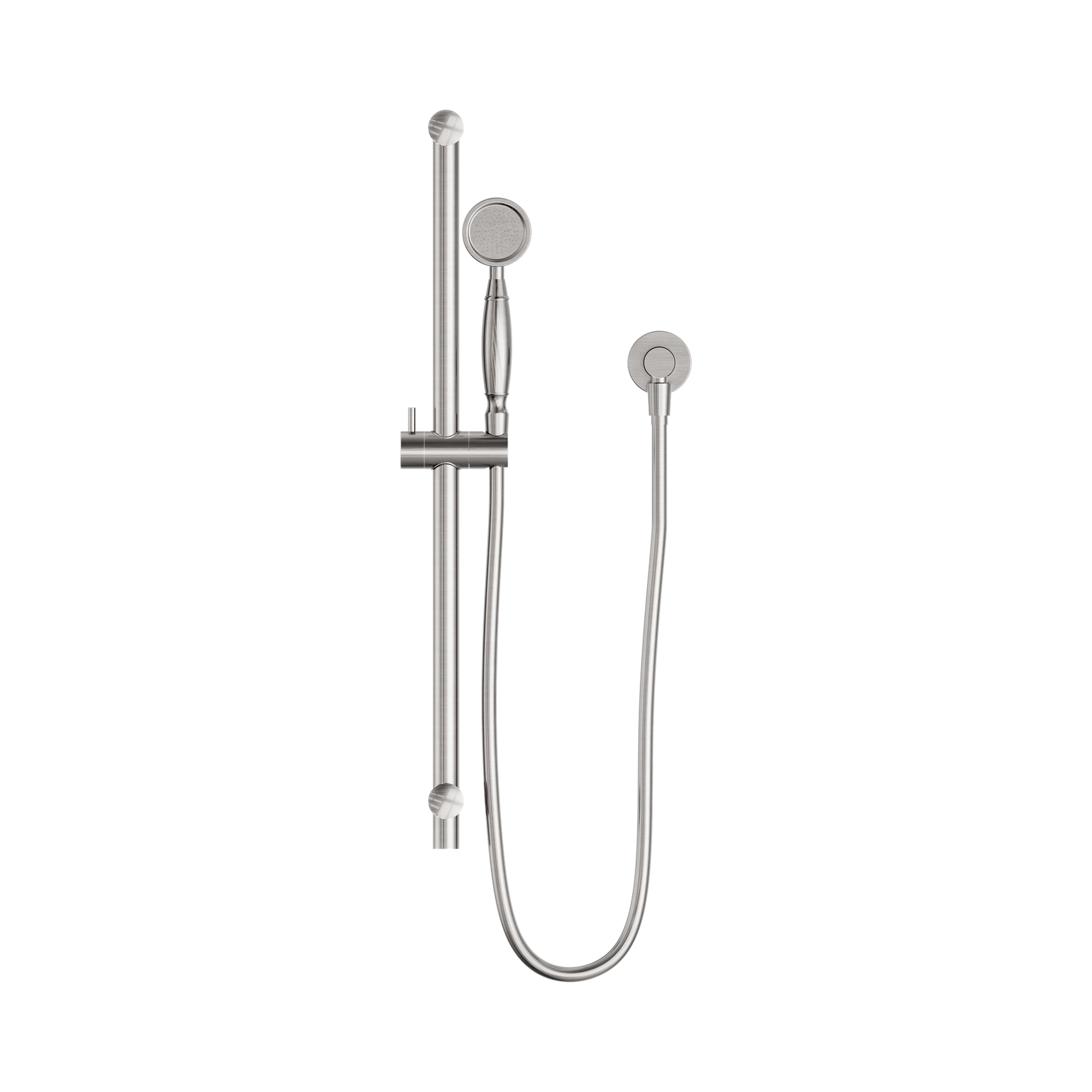 Nero York Shower Rail With Metal Hand Shower, Brushed Nickel