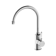 Nero York Kitchen Mixer Gooseneck Spout With White Porcelain Lever, Chrome